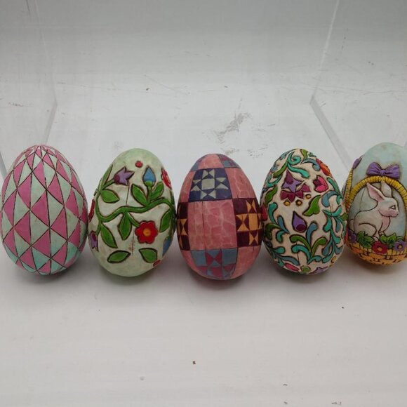 Colorful  Five (5) Jim Shore Easter Eggs - Picture 2 of 5